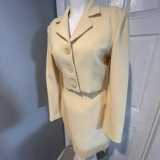 VERTIGO POUR LA VILLE PARIS LIGHT YELLOW WOOL SUIT SET /SKIRT S/M