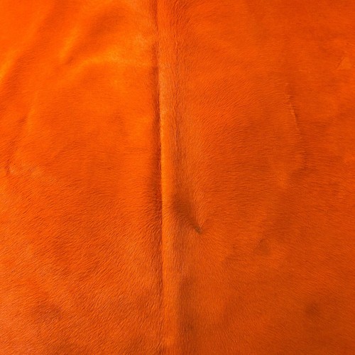 Dyed Orange Cowhide Rug (1 patch) Size: 6.5x7 feet D-952 - Picture 2 of 4
