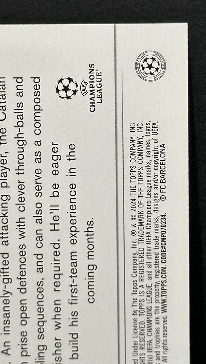 2023-24 Topps UEFA Club Competitions RC Lamine Yamal Black 2023-24 Topps UEFA Club Competitions RC Lamine Yamal Black
