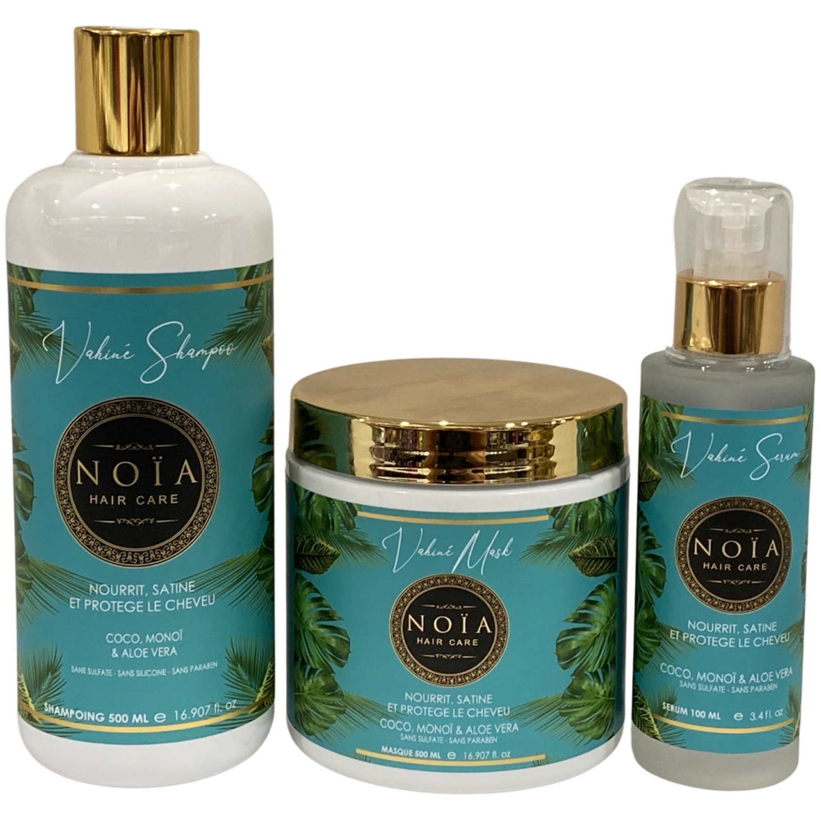 Gamme Vahiné NOÏA HAIR pack shampoing et masque nourrissant Coco Monoi Aloé Vera pour cheveux