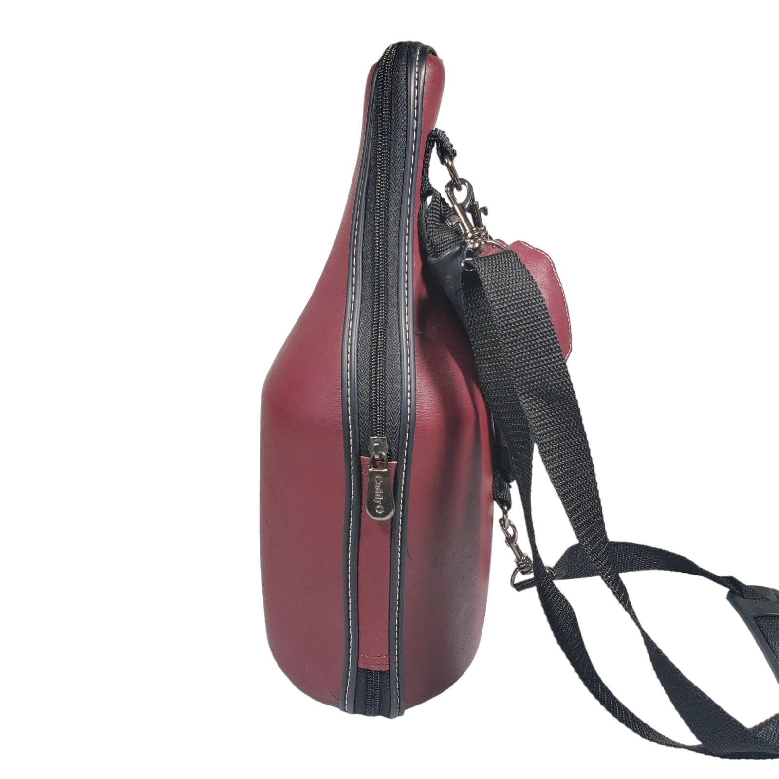Caddy-O Wine Bottle Shoulder Bag Carrier Insulated Cooler Burgundy Leather