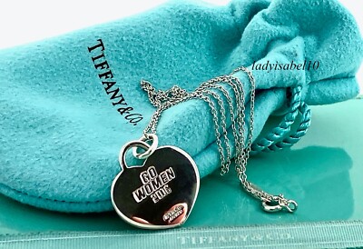 Tiffany & Co. Heart Charm 16'' Necklace Go Women Marathon Silver - Authentic
