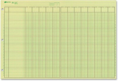 50 Sheets NATIONAL Analysis Pad, 13 Columns, Green Paper, 11 x 16.375'' NEW