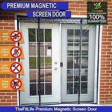 Double Door Magnetic Fly Screen - Mesh Curtain with Full Frame Hook