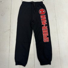 Marvel Spider Man Solid Black Drawstring Sweatpants Boys Size 8 NEW