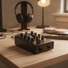 Portable Bluetooth DJ Mixer   2-Channel Mini Audio Mixer with Wireless Input,...