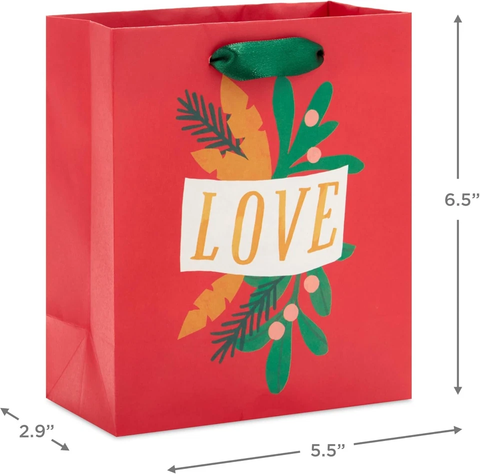 Hallmark 6" Pequeño Paquete de Bolsa de Regalo de Navidad (6 Bolsas: Modern Merry, Joy, Love, Pe Foto 3 de 4