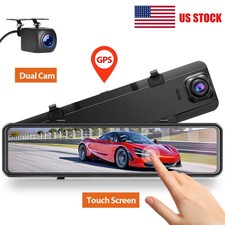 Campark 12'' 2.5K 1080P Mirror GPS Dash Cam Front Rear Video Camera Night Vision