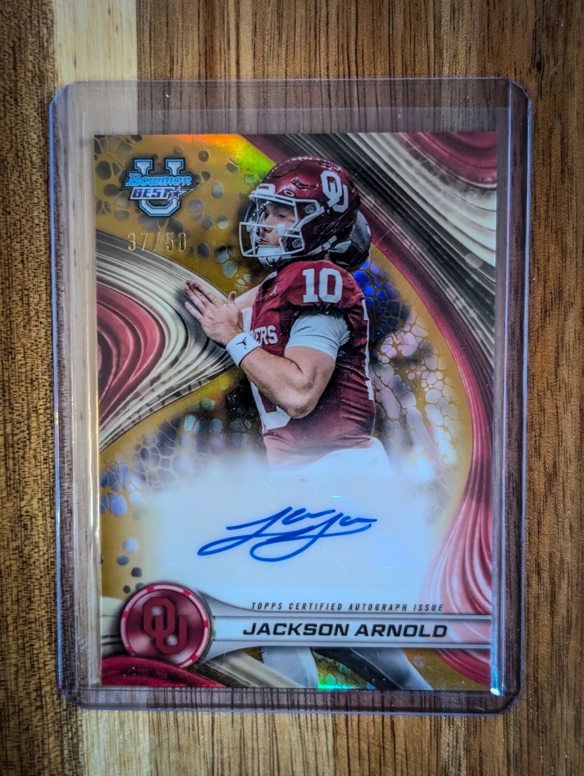 2024 Bowman U Best Jackson Arnold Auto /50 Gold Oklahoma / Auburn