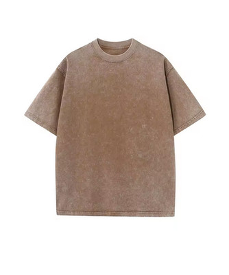 Men Heavy Cotton T-Shirt 230G Vintage Washed Oversized Streetwear Tee