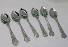 6 x  Kings Pattern Tea Spoons, 13.5cm Stainless Sheffield Steel 18/8