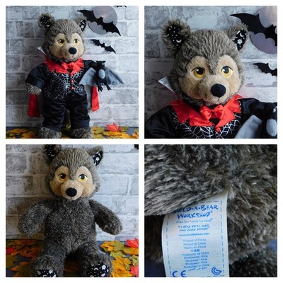 Build a Bear Halloween Howl-O-Ween grauer Werwolf Plüsch & Vampir Kleidung, gem.