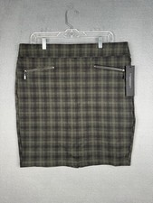 Women s Pencil Skirt Size 14 Classic Grunge Glam Punk Olive Green Black NWT