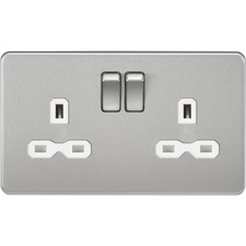 Image of Knightsbridge Screwless Flat Plate 13A 2G DP Switched Socket - Brushed Chrome
