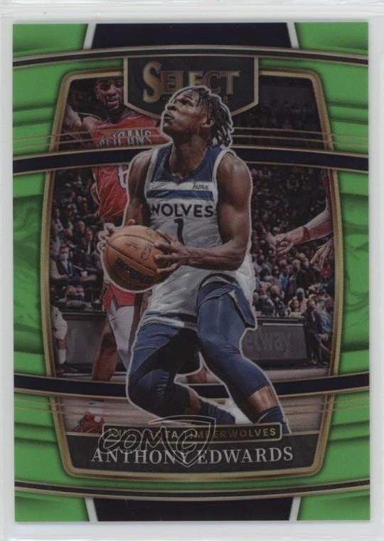 2021-22 Panini Select Concourse Neon Green Prizm 61/75 Anthony Edwards #49 3a1