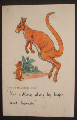 Altes ANTHROPOMORPHES TIER Comic WIE KÄNGURU SAGTE, AUSKOMMEN SPRINGT & GRENZT