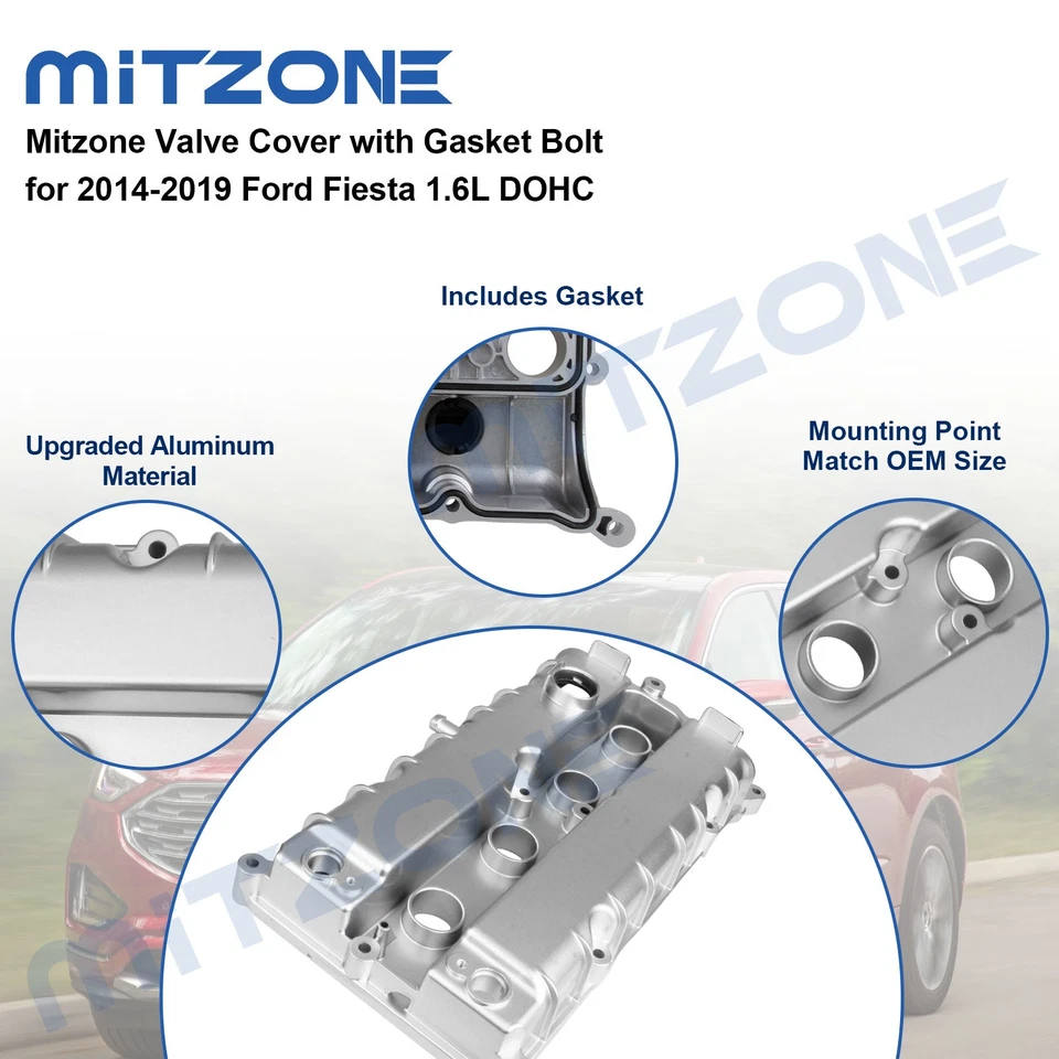 Mitzone Valve Cover with Gasket Bolt for 2014-2019 Ford Fiesta 1.6L DOHC - Image 4 of 4