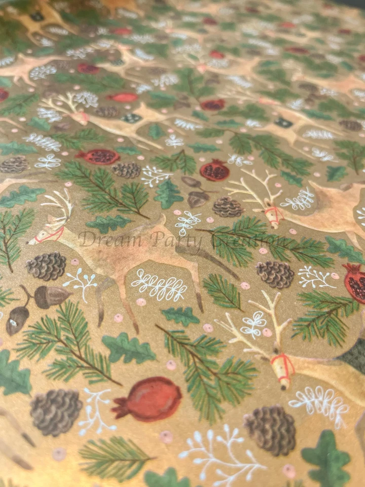 REINDEER TAPESTRY Design Tissue Paper Sheets Choose Size & Package Amount - Image 3 of 4