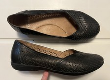 Dansko Neely Ballet Flat EU 38 US 7.5-8 Black Leather Perforated Laser Cut Shoes