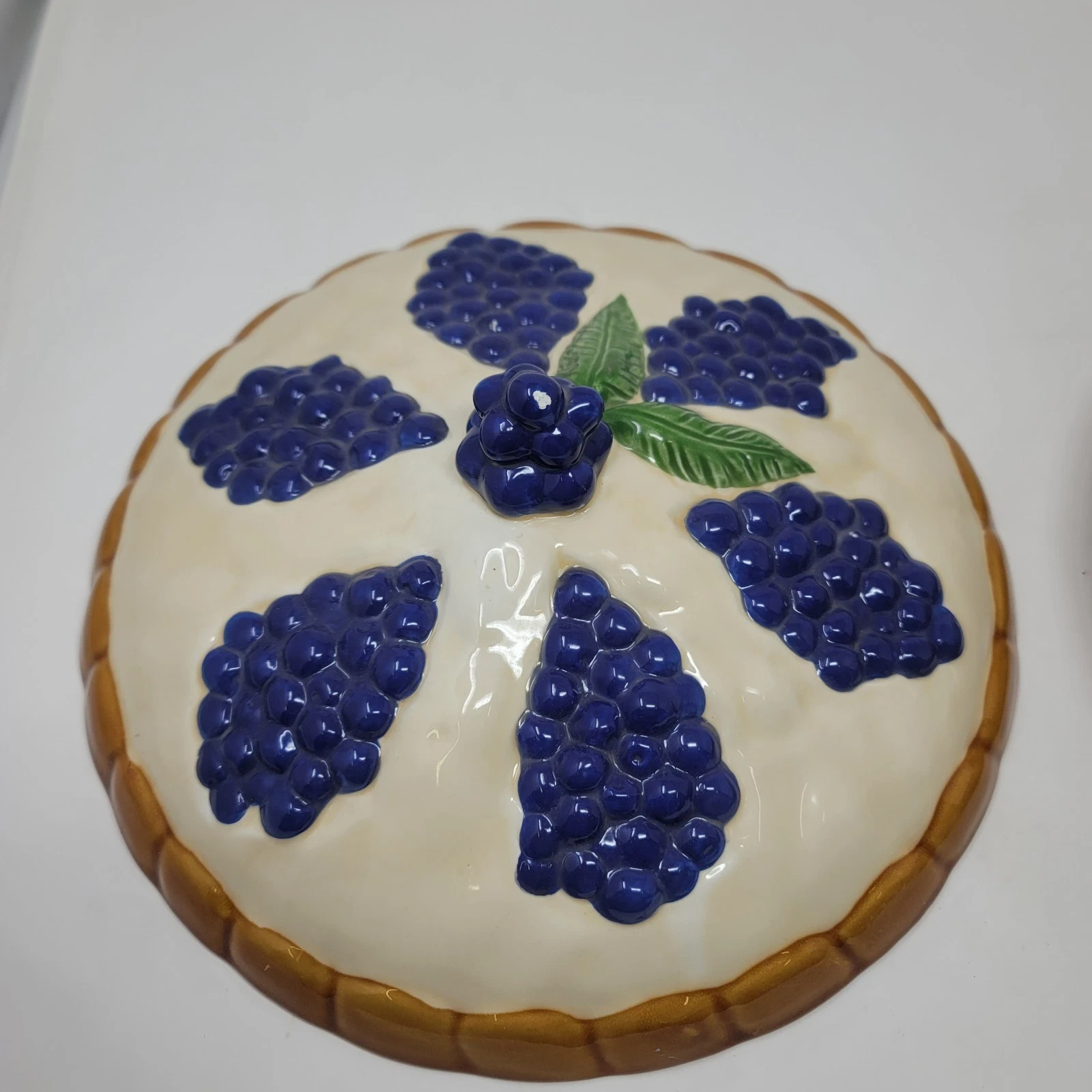 Vintage Hand Painted Blueberry Pie Dish