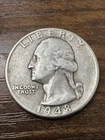 1948-D WASHINGTON QUARTER Fine DATE Actual Coin NICE Details Fine Addition