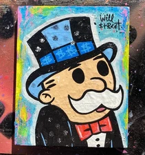 WILL STREET 8x10 canvas painting / monopoly Art banksy basquiat brainwash alec