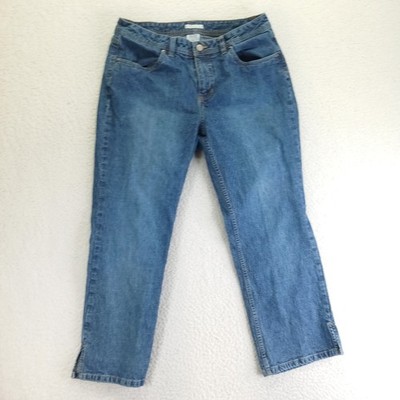 Old Navy Outlet Blue Straight Leg Stretch Jeans Medium Wash Side Slit Size 10