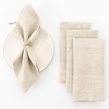 Pure Linen Napkins 20x20 Inches, Set of 4 Solid Color Flax Linen Dinner Napki...