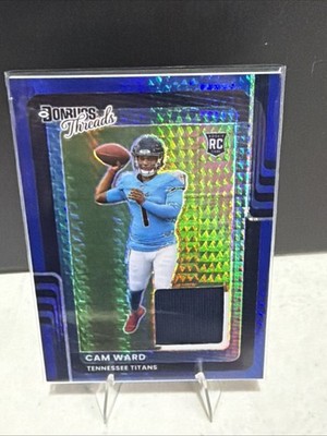 2025 Donruss Optic Cam Ward Threads Jersey Blue Hyper Prizm RC #1 Titans