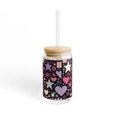 Cute hearts Sipper Glass, 16oz, BPA-Free Drinkware, Perfect for Kids, [...]