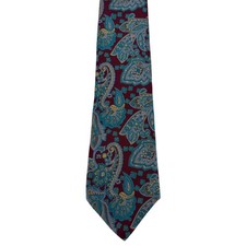 Liberty of London Paisley Silk Tie Burgundy Teal Made in USA 58"x3.5"