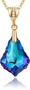 Authentic Austrian Crystals Baroque Pendant Necklace for Women 14K Gold Plated Hypoallerge
