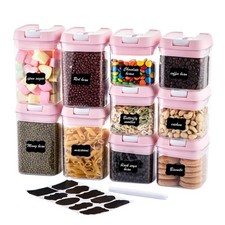 Airtight Food Storage Container Set-10 Piece BPA Free Clear Plastic Cereal Ca...