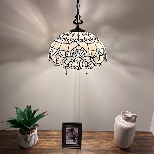Tiffany Style Hanging Lighting White Stained Glass Baroque Style 75'H*16"W*16"D - Bild 6 von 9