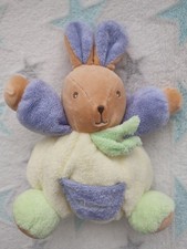 Doudou peluche lapin boule jaune vert violet bleu 22cm comme neuf  takinou