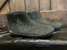 Glerups boot Forest Green Wool Slipper With Black Rubber Bottom - EU Size 37