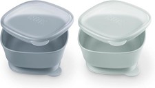 NUK for Nature Suction Bowl and Lid, 2 Count Pack of 1 , Blue/Green