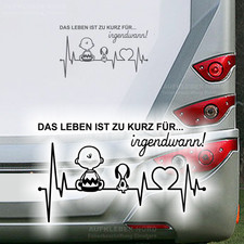 Herzschlag Snoopy 40cm Leben Spruch B90 Autoaufkleber Wohnmobil Wohnwagen Bus