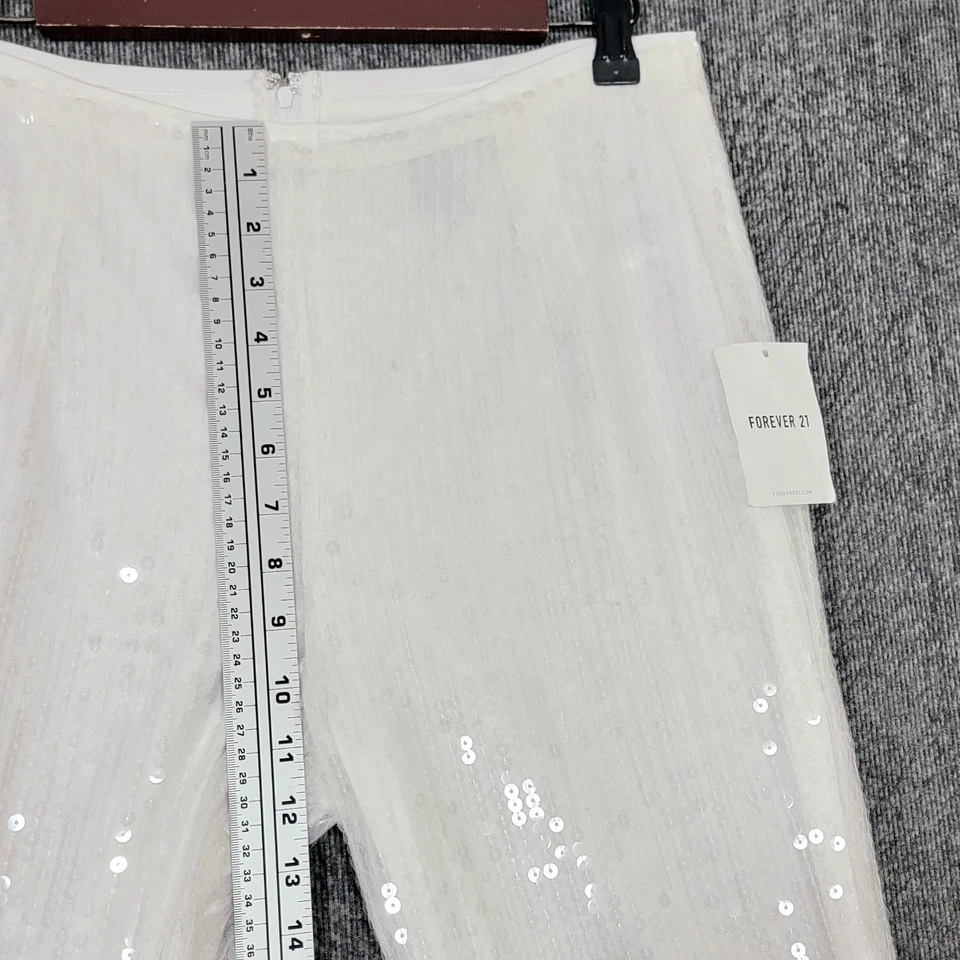 Pantalones Forever 21 para mujer grandes blancos con lentejuelas acampanados discoteca fiesta vacaciones 30x32 Foto 4 de 4