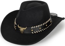 Kids Girls Boys Felt Fedora Hat Western Cowboy Cowgirl with Buckle Belt Felt ...