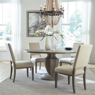 Pemberly Row 5 Piece Pedestal Table Set with Fluted Base in Havana Brown