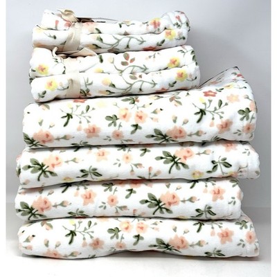 Laura Ashley Bath Towel Set Evie Bath Hand Tip 8 Pcs Peach Yellow Floral NWT