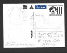 Australia Antarctic AAT 2001 Post Pre-paid PPC Penguins FU Casey to Germany sign