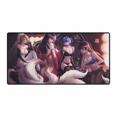 Mercy, Ahri, Rem And D.VA Overwatch Waifu Playmat, Gaming MousePad Desk Mat V19