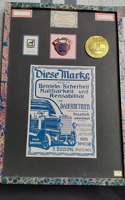 H Bussing Braunschweig Brass Plaque and Pin Display
