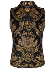 Devil Fashion Mens Vest Waistcoat Black Gold Damask Gothic Steampunk Aristocrat