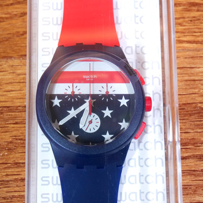 NIB Swatch Olympic Special Stars & Stripes Team USA 4th of July SUSZ101 2016