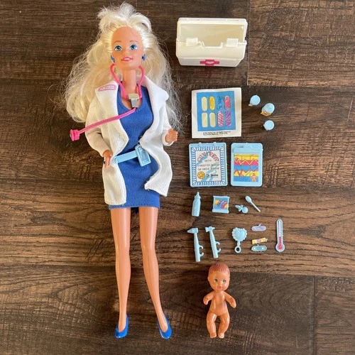 Vintage Dr. Barbie Doll with Baby 1990s Mattel