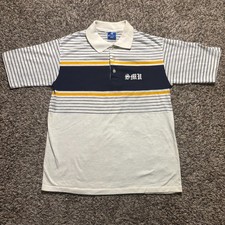 Vintage 80s Champion Southern Methodist Striped Polo Shirt Made in USA Medium