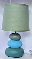 Intertek Ceramic Table Lamp Green Blue Gray Drum Shade E12 120V Max 40W